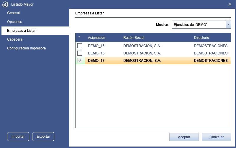 Logoconta: Mayor - Empresas a listar